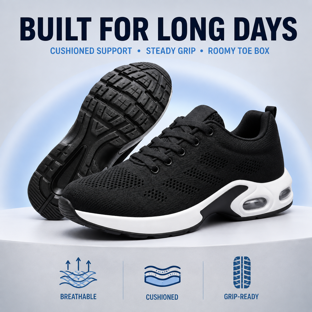 Orthora™ Pro — 12-Hour Shift Shoes for All-Day Foot, Knee & Back Pain Relief